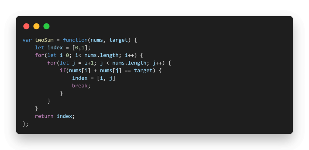 Two Sum Solution using JavaScript